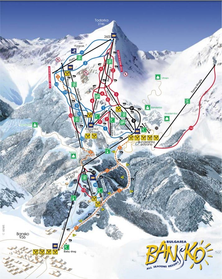 Bansko ski map and its trails